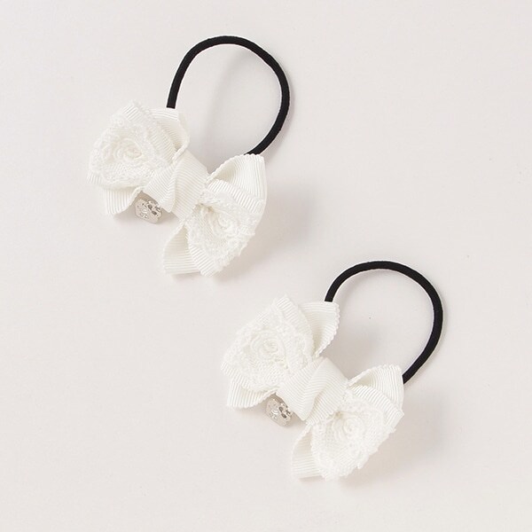 リボンレース　ヘアポニー2個セット【日本製】