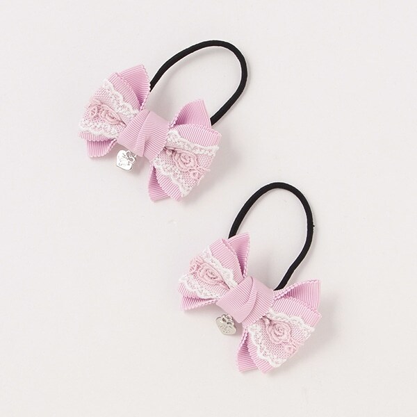 リボンレース　ヘアポニー2個セット【日本製】