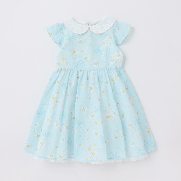 衿つき　マーガレット柄ワンピース