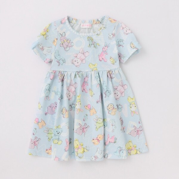 ぬいぐるみ柄　半袖カットワンピース