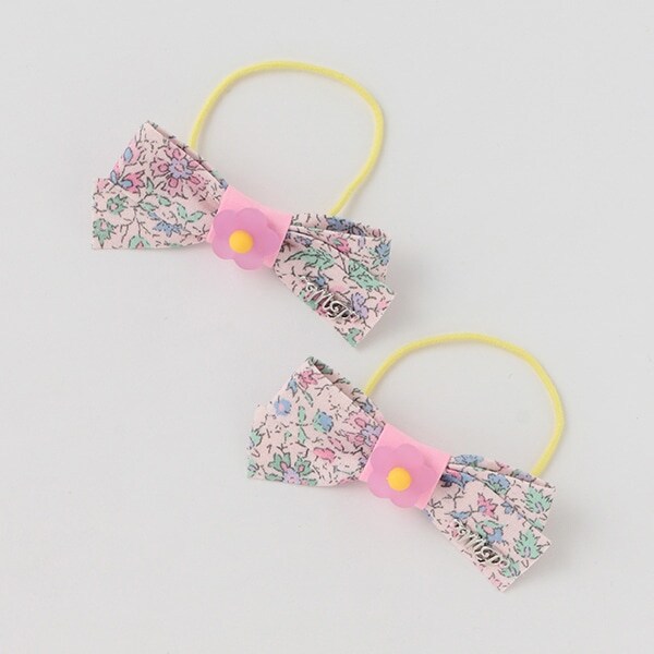 お花柄リボン　ヘアポニー　2個セット