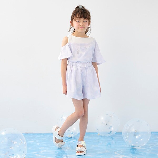 タイダイ風プリント半袖Tシャツ＆キュロットスカートセット