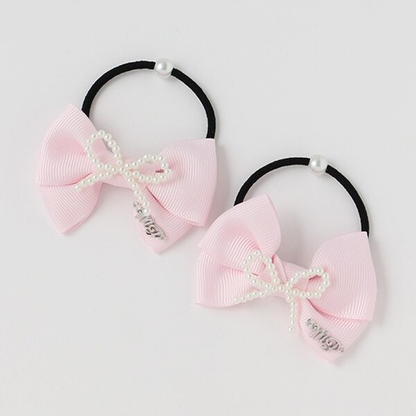 パールリボン　ヘアポニー　2個セット