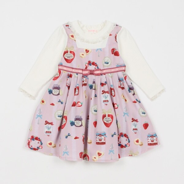 ジャム瓶柄　ドッキングワンピース