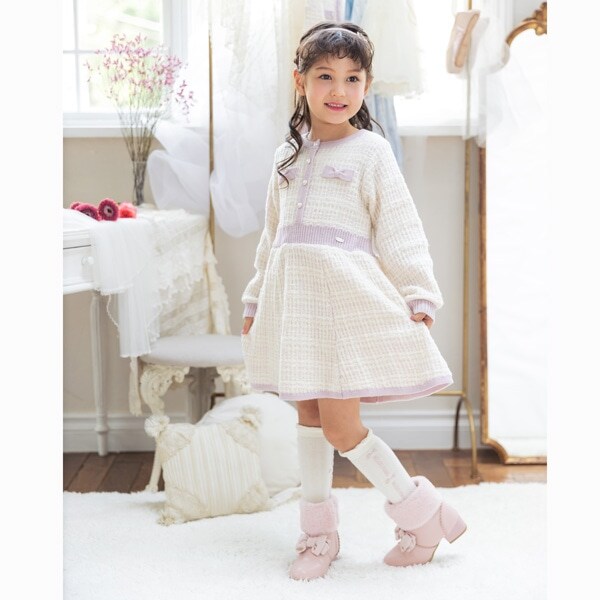 ツィード調ニットワンピース