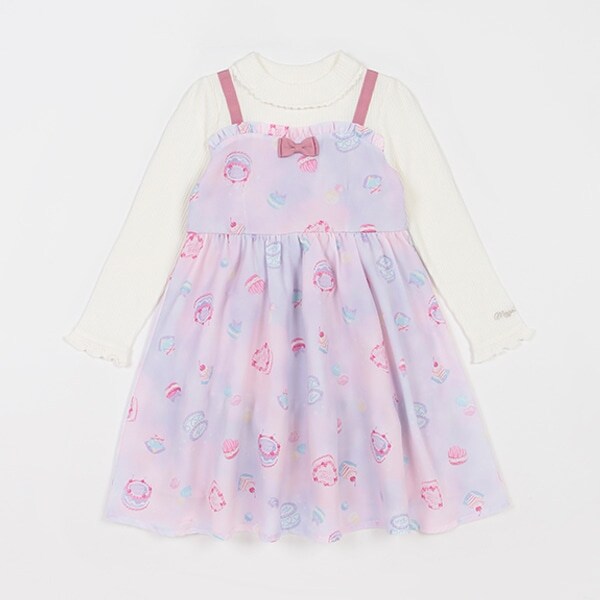 ケーキ柄ドッキングワンピース