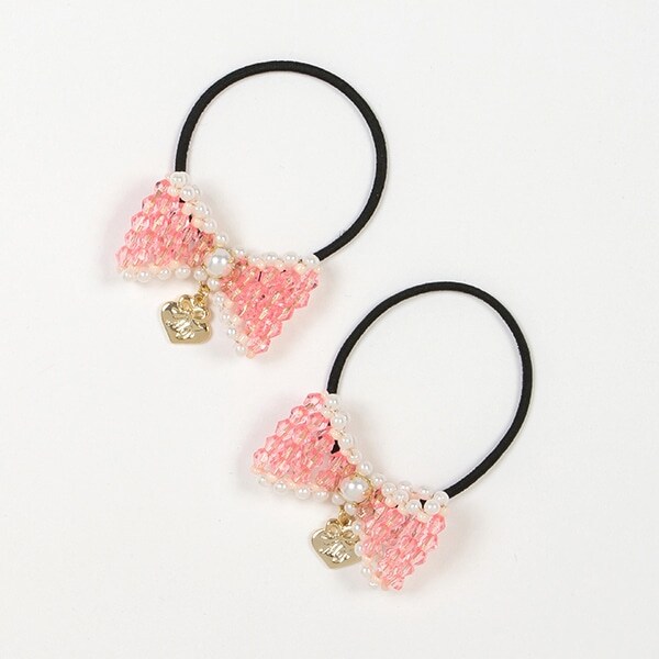 ビーズリボン　ヘアポニー2個セット