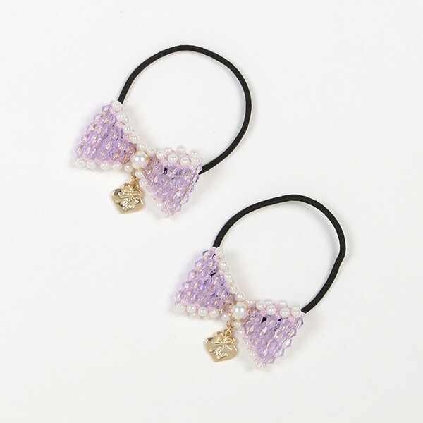 ビーズリボン　ヘアポニー2個セット