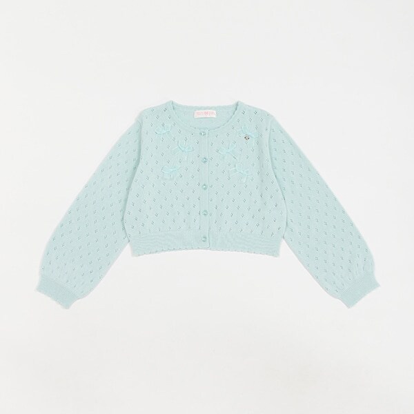 透かし編リボン　カーディガン