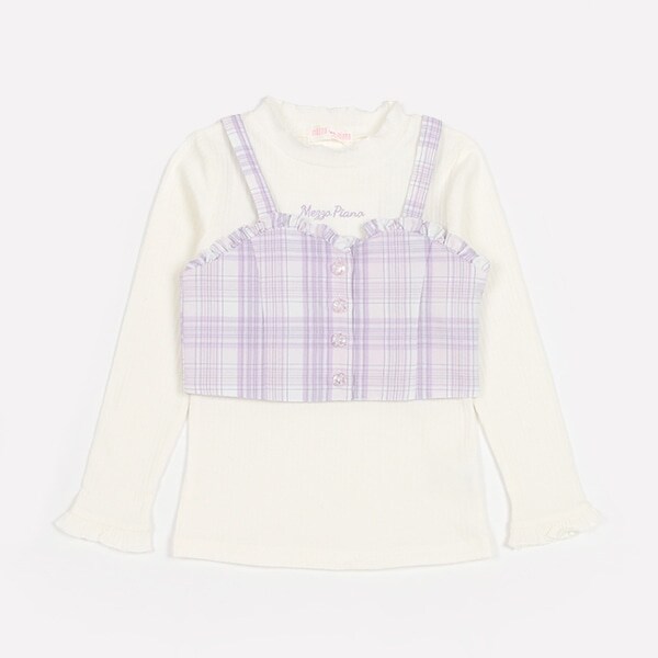 チェックビスチェ＆長袖Tシャツセット