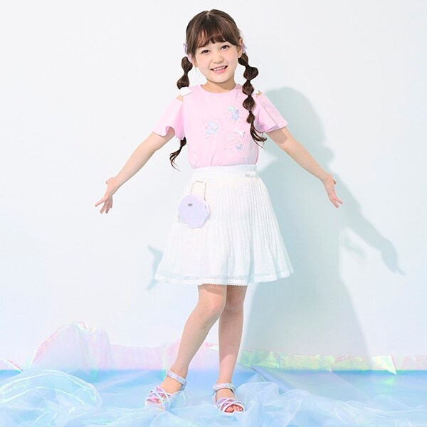 シェルポーチつき　アコーディオンプリーツスカート