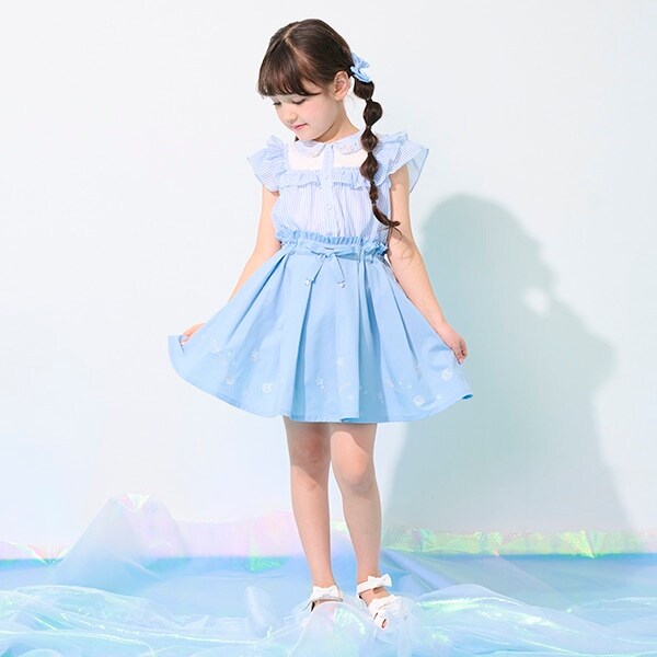 吸水速乾　シェル刺しゅうスカート