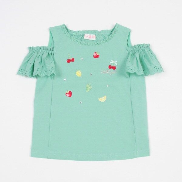 フルーツ刺しゅう　肩開き2wayTシャツ