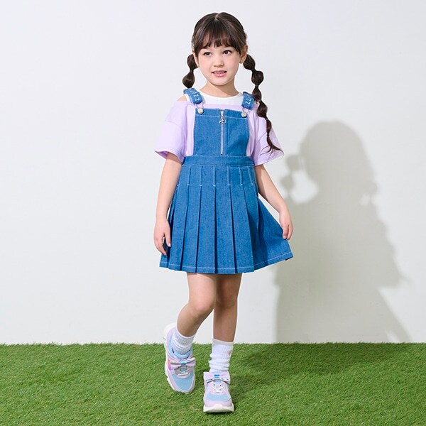 グラデーションプリント・デニム　2wayサロペットスカート