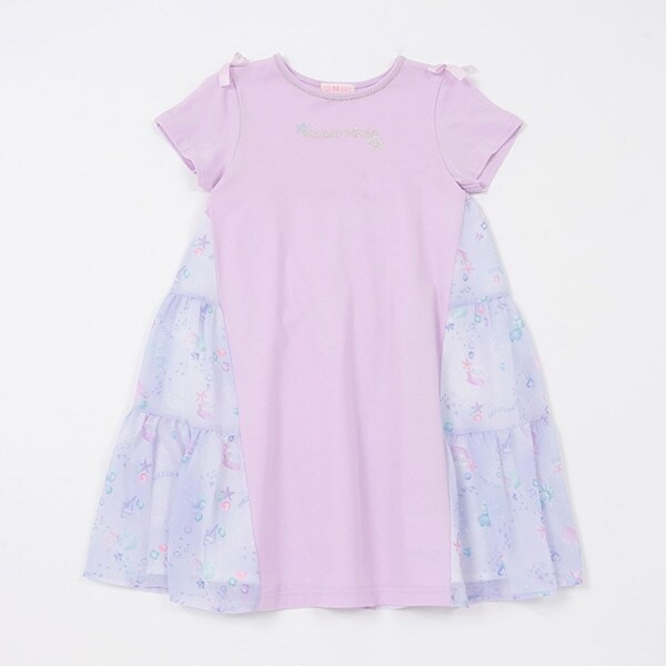 シェル柄　切替カットワンピース