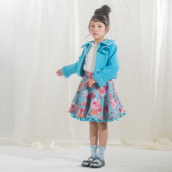 35th　ツィードジャケット＆バラ柄スカート　セットアップ