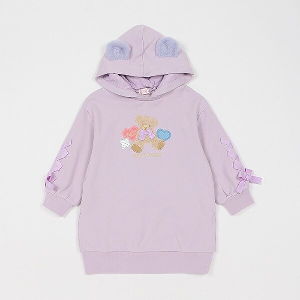 【人気商品再入荷】【直営店で取り扱い無し】クマアップリケ　パーカワンピース