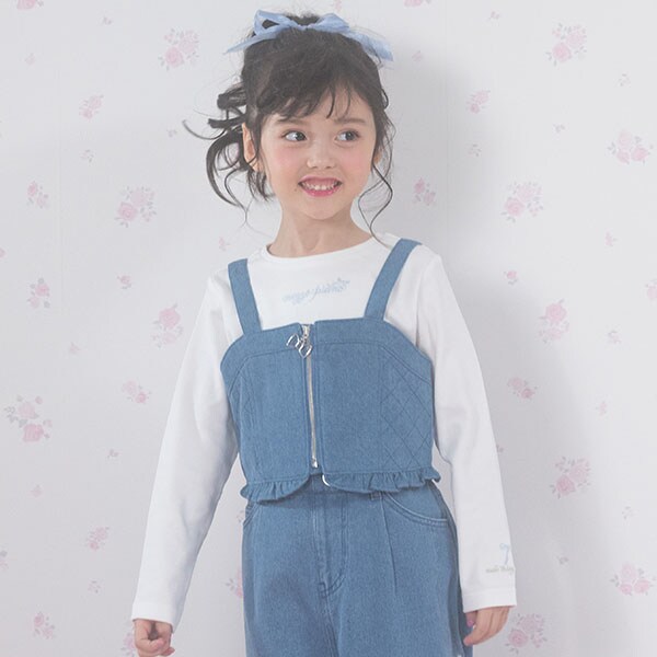 デニムビスチェ×長袖Tシャツセット