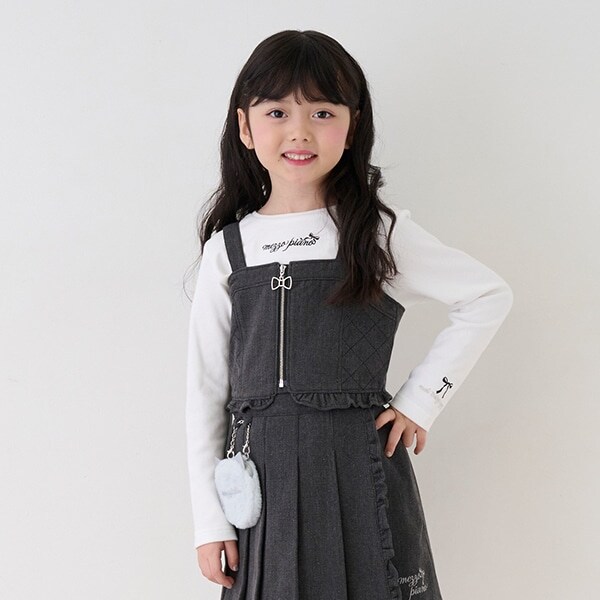 デニムビスチェ×長袖Tシャツセット