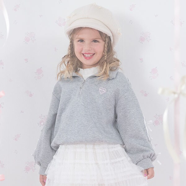 リボンライン　ハーフジップトレーナー