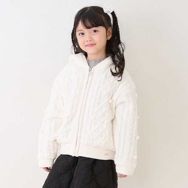 モールニット　裏ボア　ジップパーカ