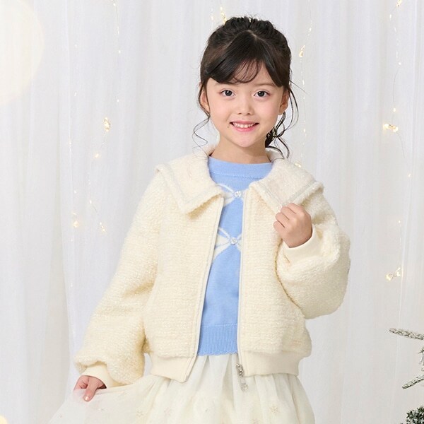 シャギーチェック・ボア　セーラーブルゾン