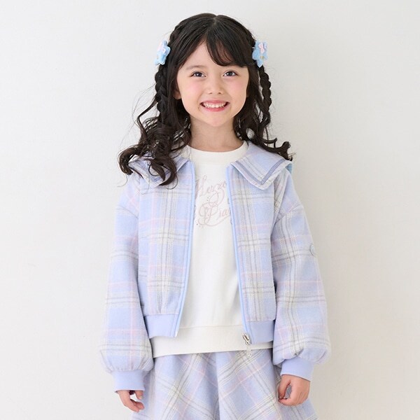 シャギーチェック・ボア　セーラーブルゾン