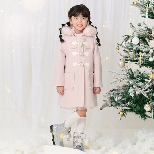 フェイクファーつき　ダッフルコート