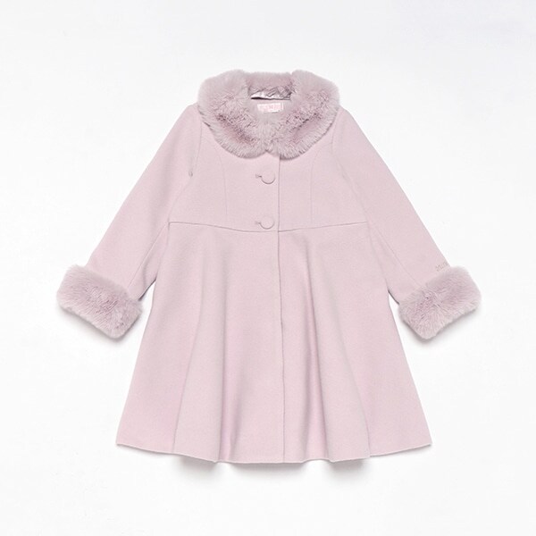 フェイクファー衿つき　コート