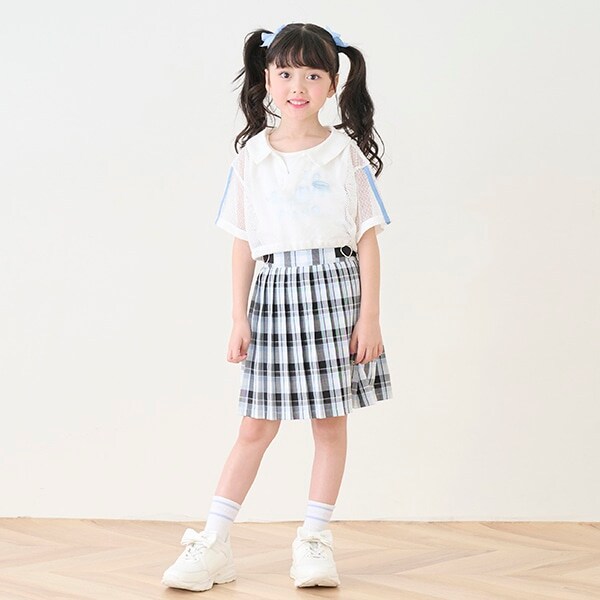 サイドハートベルト　チェックプリーツスカパン