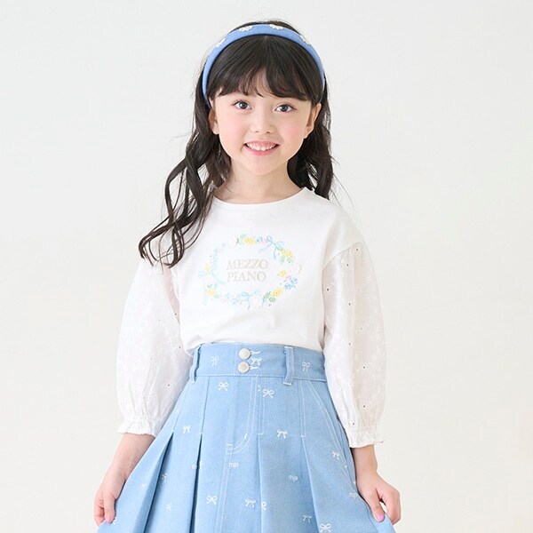 フラワーリース　7分袖Tシャツ