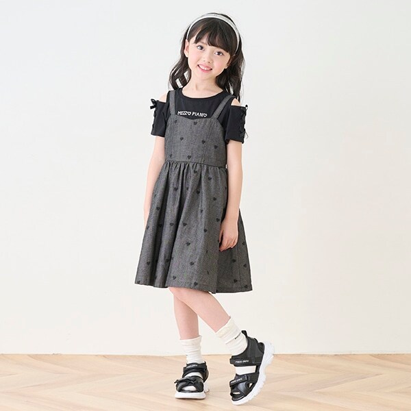 肩開きTシャツ＆キャミワンピースセット