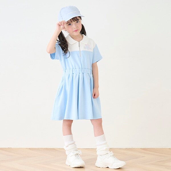 切替ハーフZIPワンピース