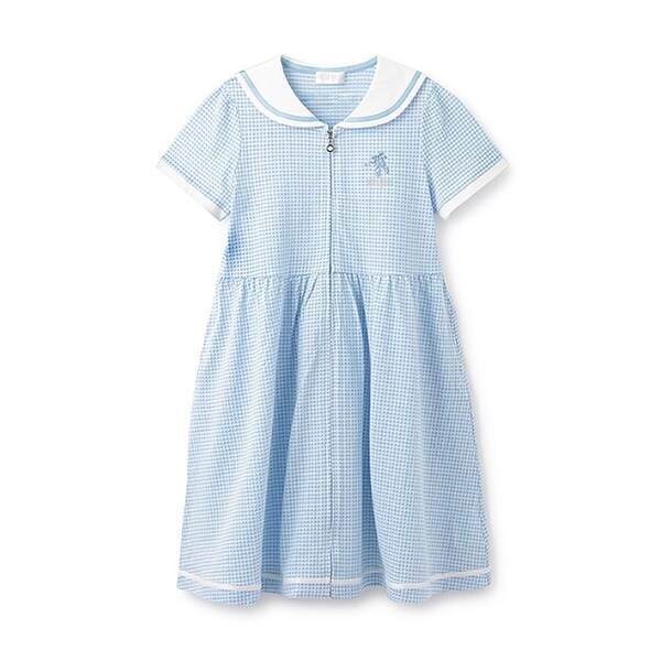 【バレエ】セーラーカラーギンガムチェック前開きワンピース