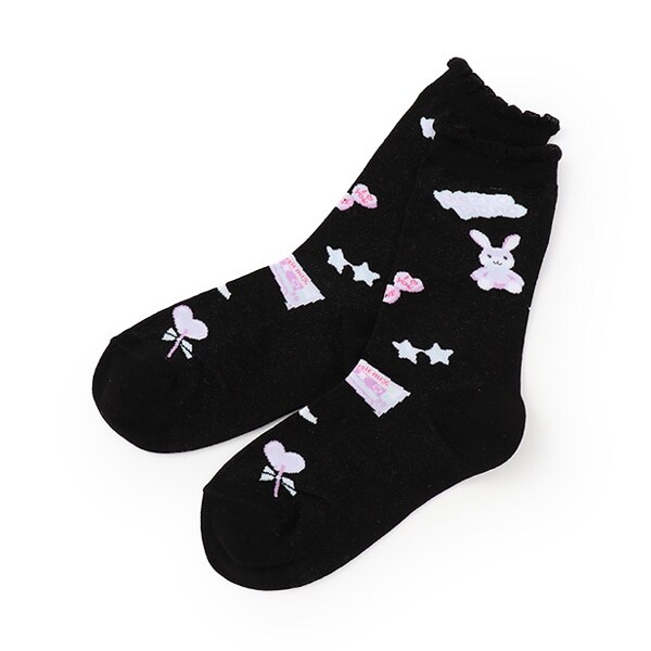 ステッカー柄　クルーソックス