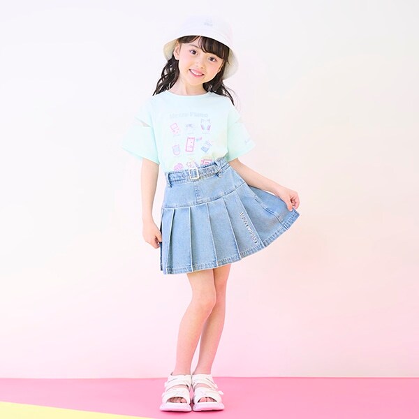 ベルトつきプリーツスカート　インナーパンツセット