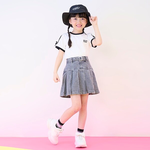 ベルトつきプリーツスカート　インナーパンツセット