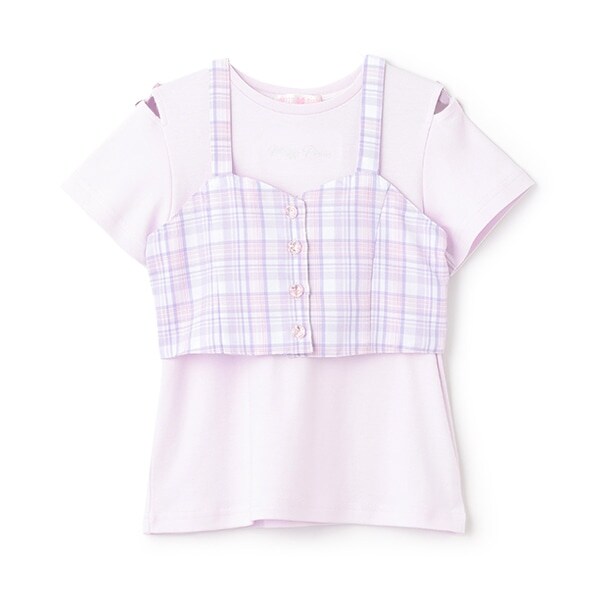 チェックビスチェ＆半袖Tシャツセット