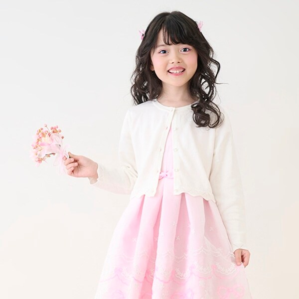 透かしスカラップ　ニットボレロ