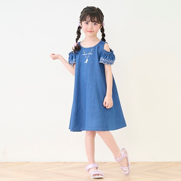 ネックレス刺しゅう　2wayデニムワンピース