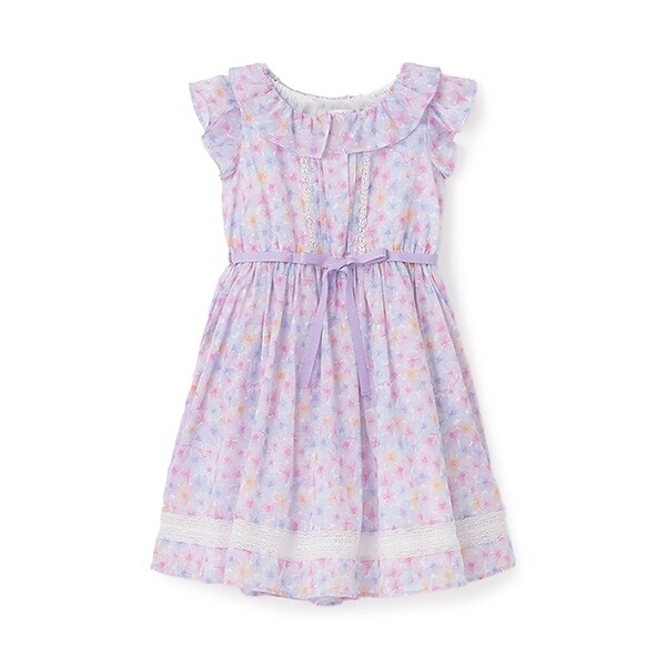 水彩花柄プリント　ワンピース