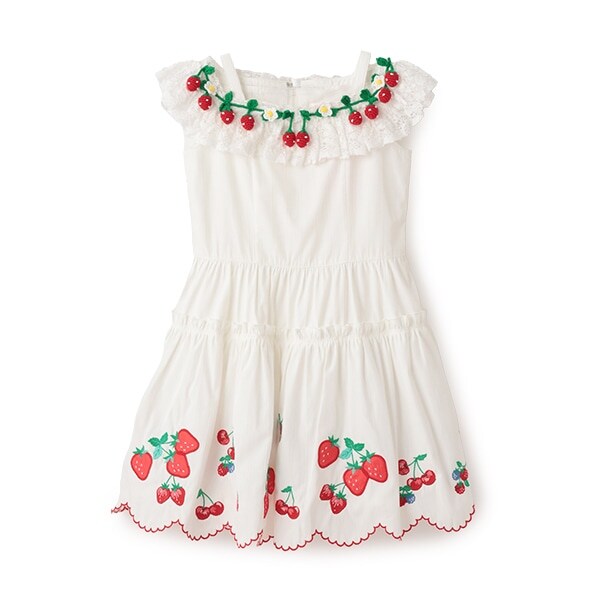いちご刺しゅうワンピース