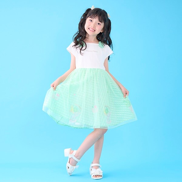 シャーベット刺しゅう　ドッキングワンピース