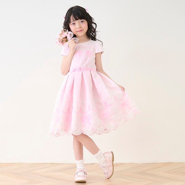 オーガンジーリボン刺しゅうドレス