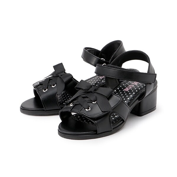 レースアップ　ヒールサンダル