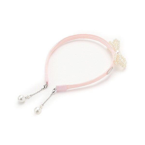 チャームつき　パールリボンカチューシャ