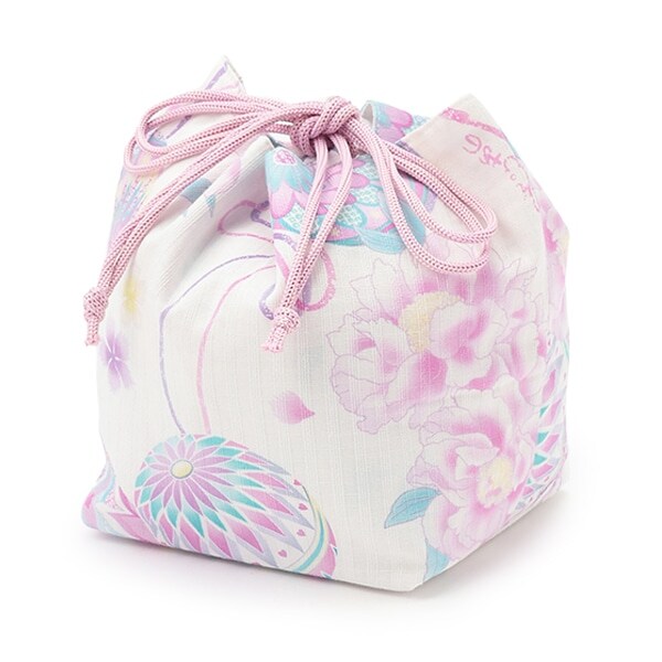 手毬フラワー柄・水彩紫陽花柄　巾着バッグ