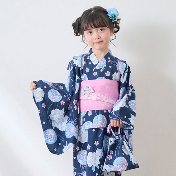 手毬フラワー柄・水彩紫陽花柄　巾着バッグ