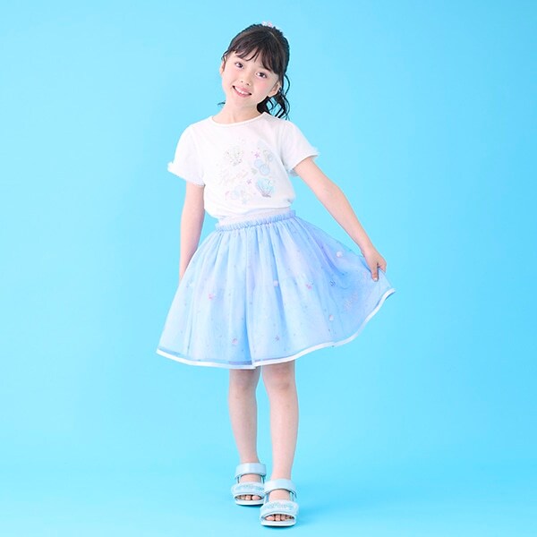 刺しゅうグラデーションチュールスカート