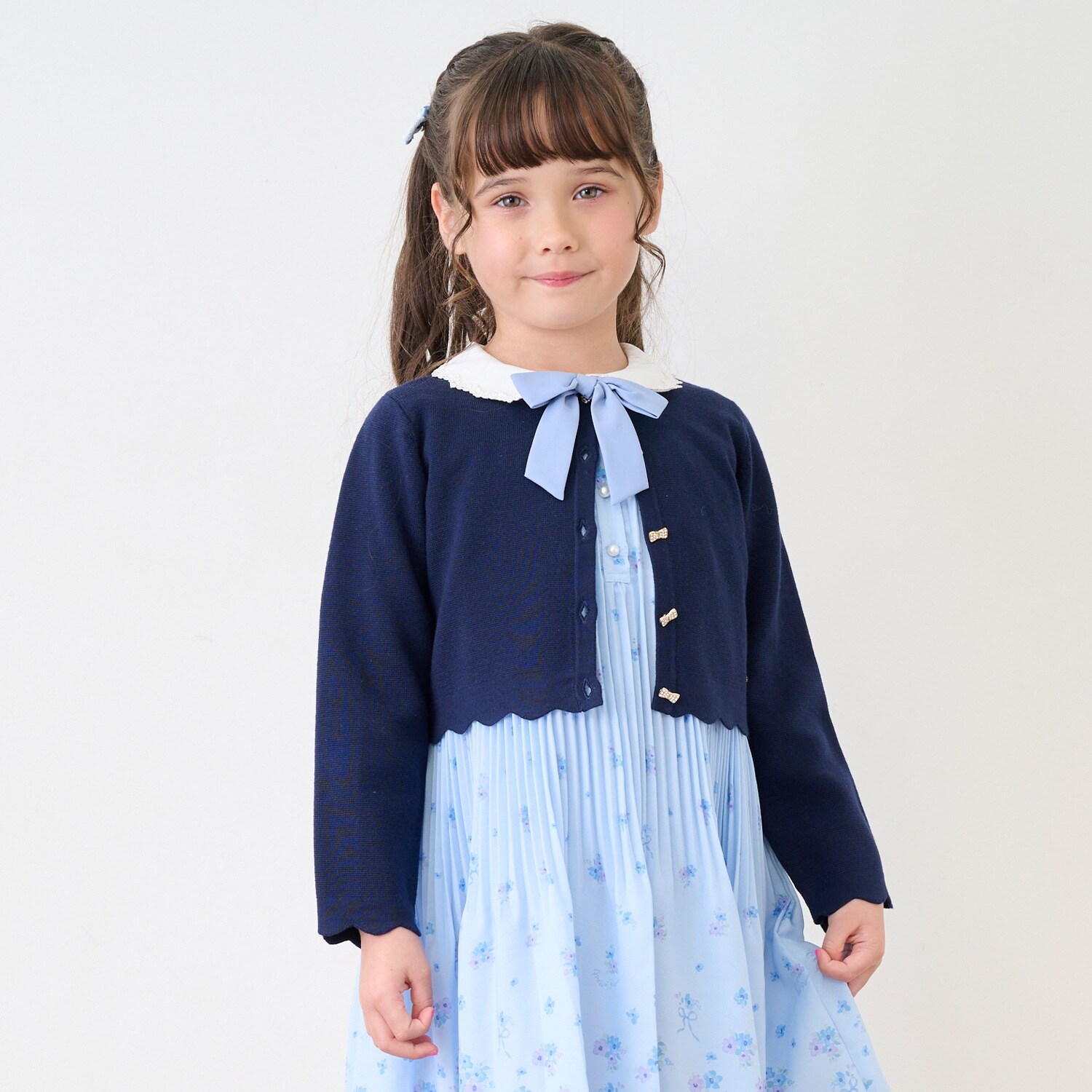 リボンボタン　ニットボレロ